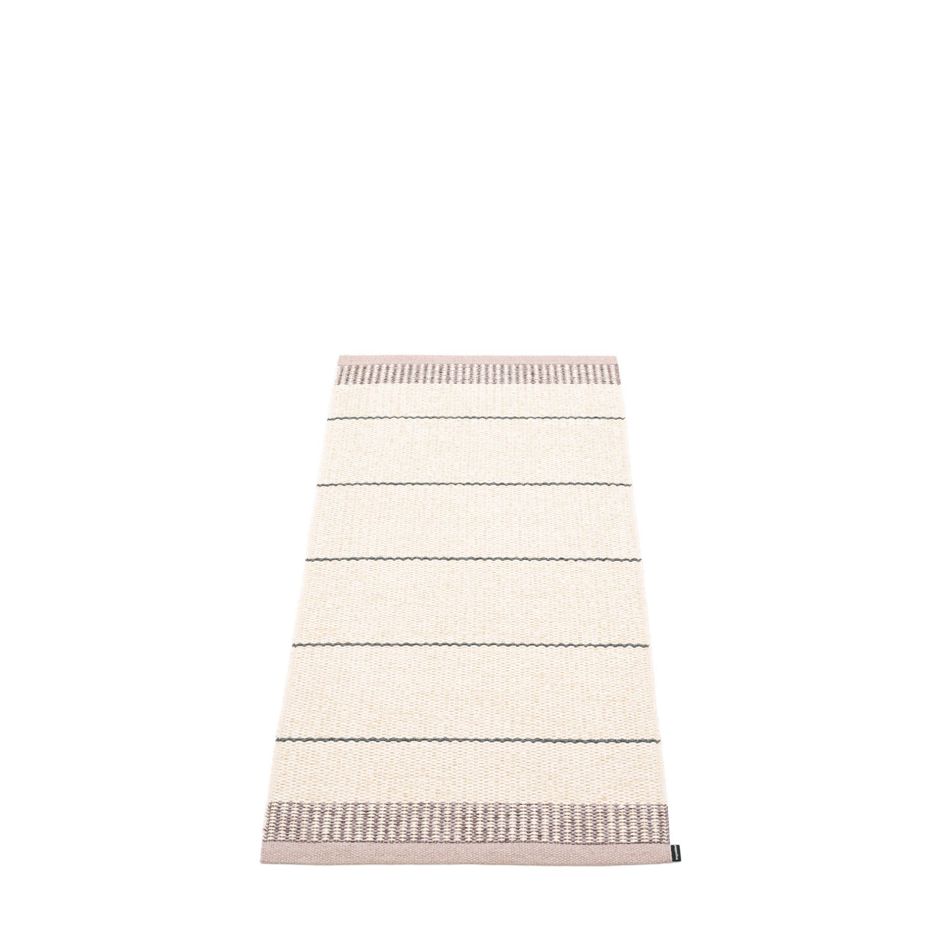 Belle Pappelina Kunststoffteppich 60x125 cm: Beige Teppich mit Streifenmuster, ideal für Küche und Bad.